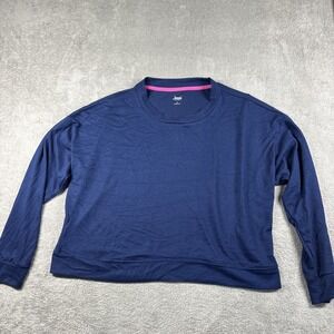 NWT Jenni Intimates Women's Scoop Neck Long‎ Sleeve Shirt Navy Size L